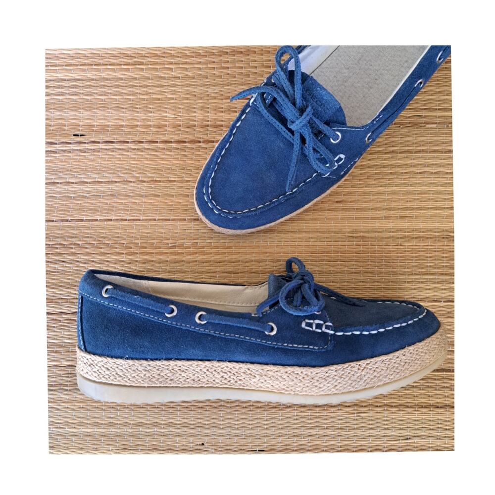 GEOX Maedrys Suede Boat Shoe Women's 7 US Denim Blue Casual Comfort